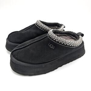 UGG Tazz Platform Slipper Shoes Women's Sheepskin Black Size US8 EU39